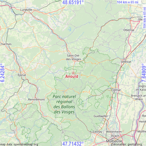 Anould on map