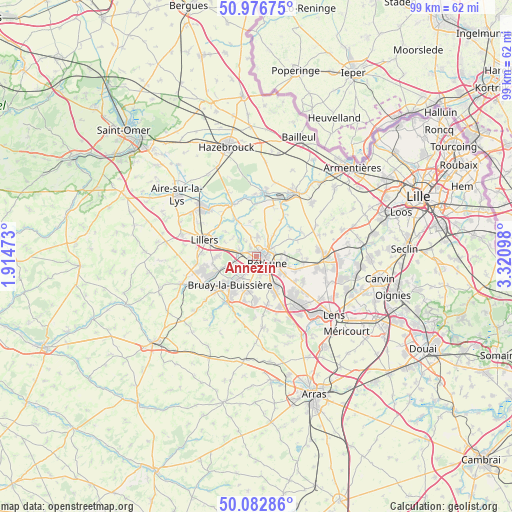 Annezin on map