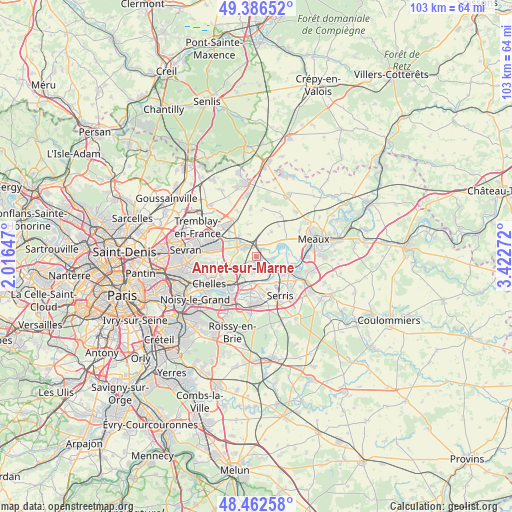 Annet-sur-Marne on map