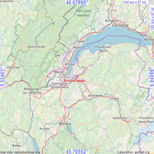 Annemasse on map