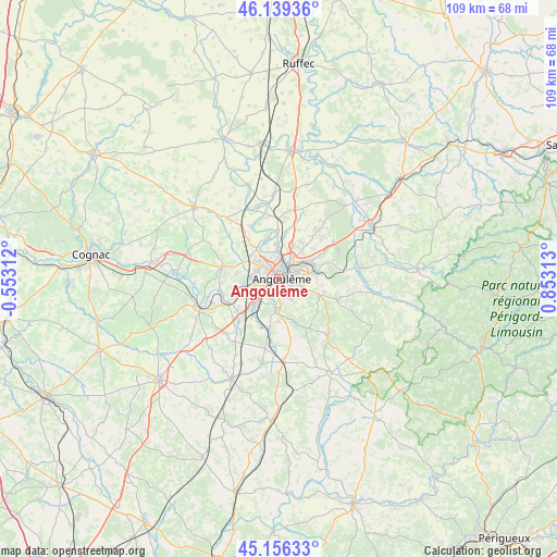 Angoulême on map