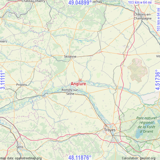 Anglure on map