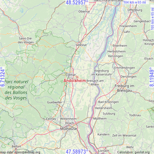 Andolsheim on map