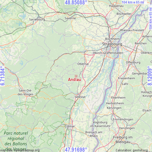 Andlau on map