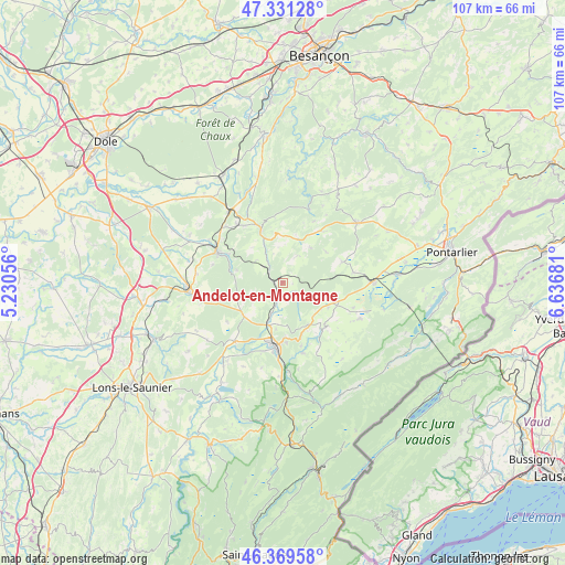 Andelot-en-Montagne on map