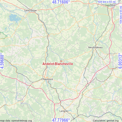 Andelot-Blancheville on map