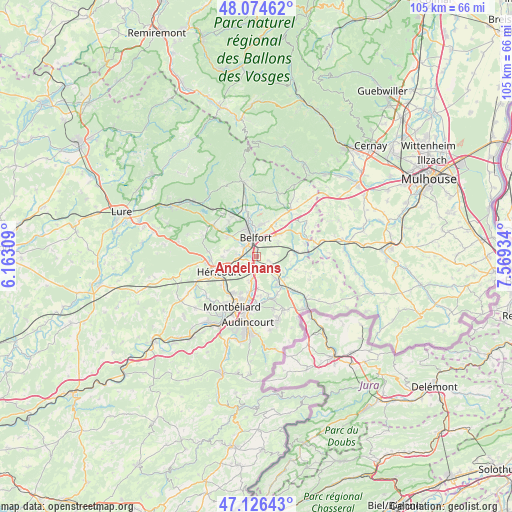 Andelnans on map