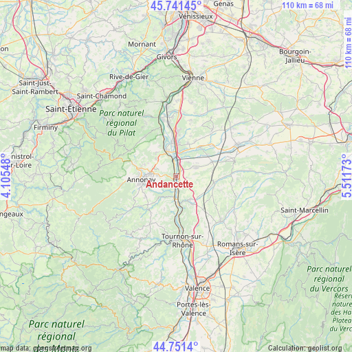 Andancette on map