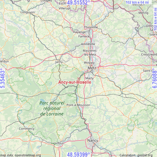 Ancy-sur-Moselle on map