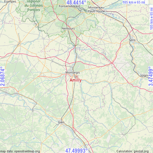 Amilly on map