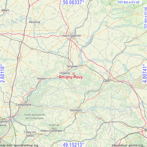 Amigny-Rouy on map