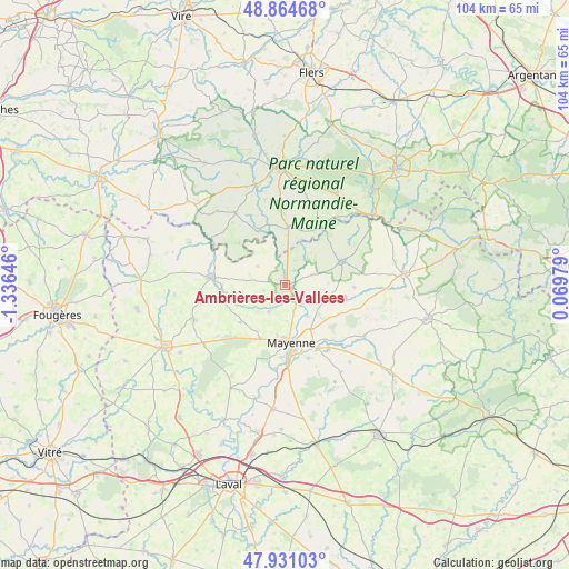 Ambrières-les-Vallées on map