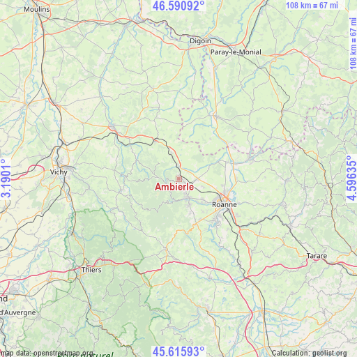 Ambierle on map