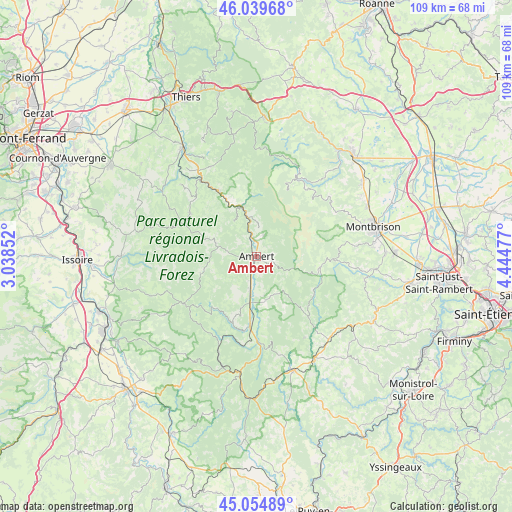 Ambert on map