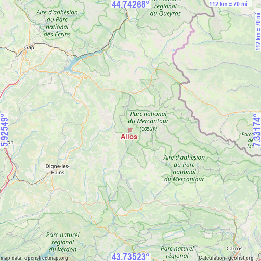 Allos on map