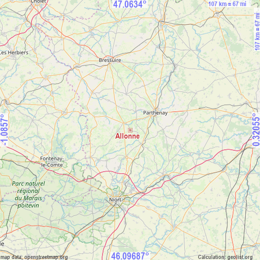 Allonne on map