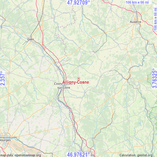 Alligny-Cosne on map