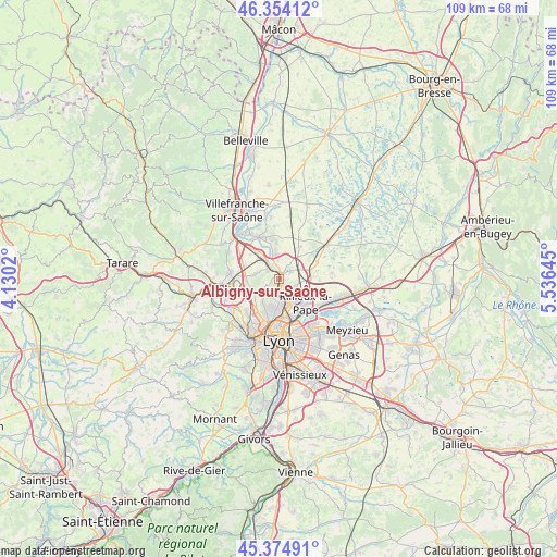 Albigny-sur-Saône on map