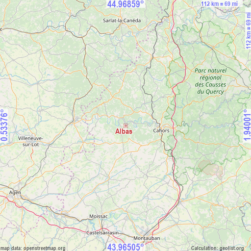 Albas on map