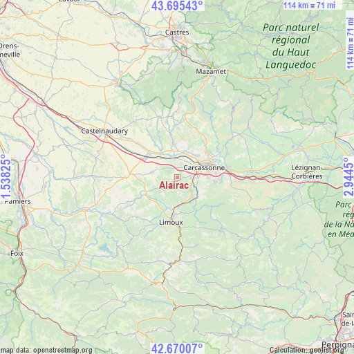 Alairac on map