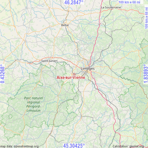 Aixe-sur-Vienne on map