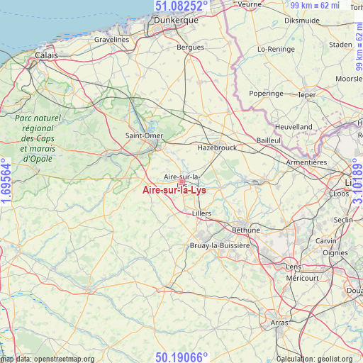 Aire-sur-la-Lys on map