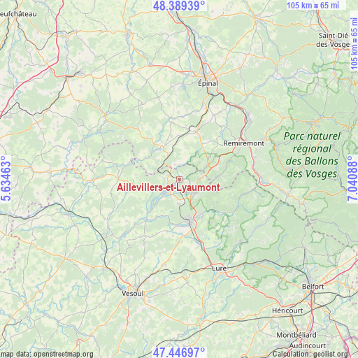 Aillevillers-et-Lyaumont on map