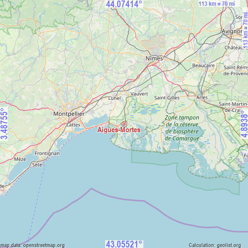 Aigues-Mortes on map