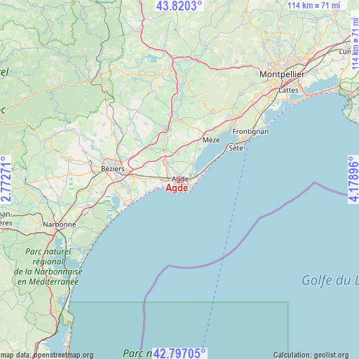 Agde on map