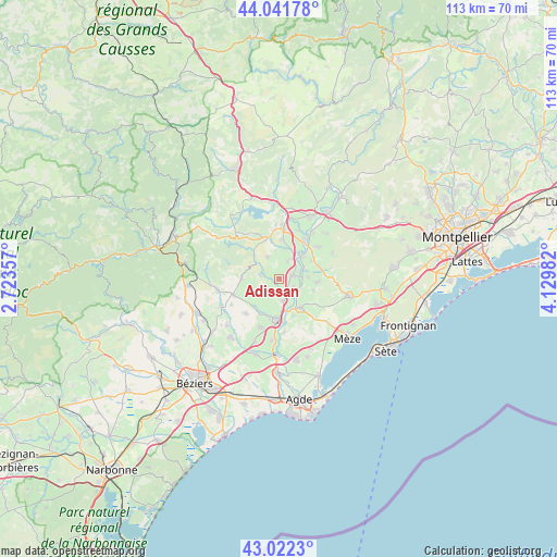 Adissan on map