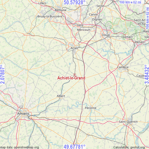 Achiet-le-Grand on map