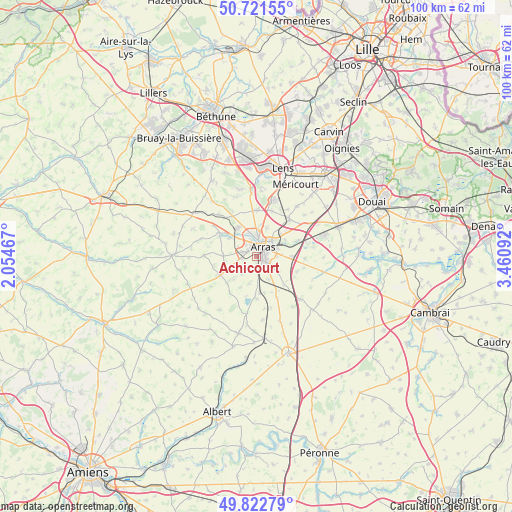Achicourt on map