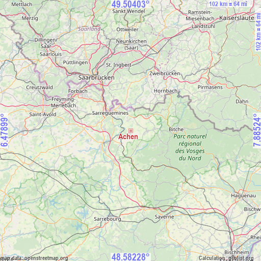 Achen on map