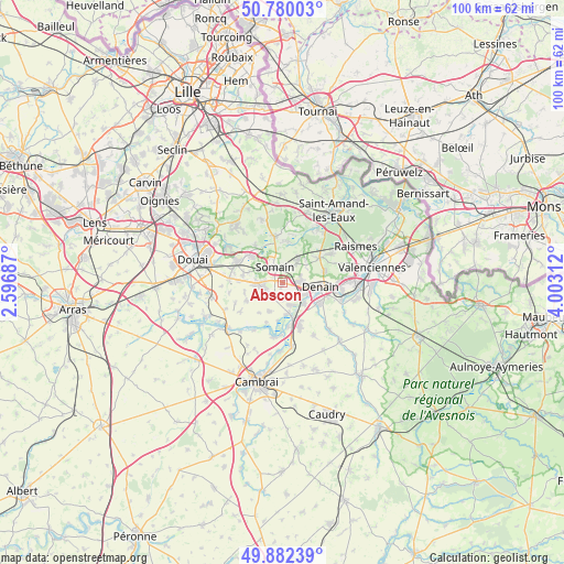 Abscon on map