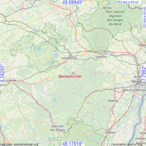 Abreschviller on map