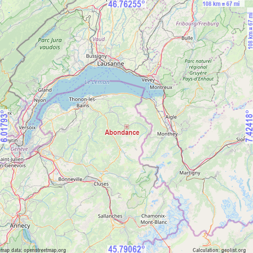 Abondance on map