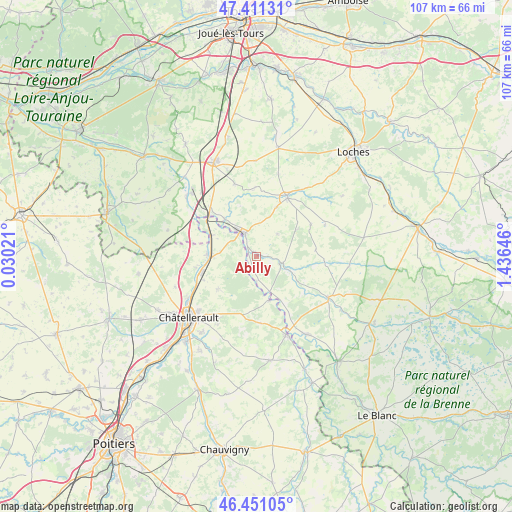 Abilly on map