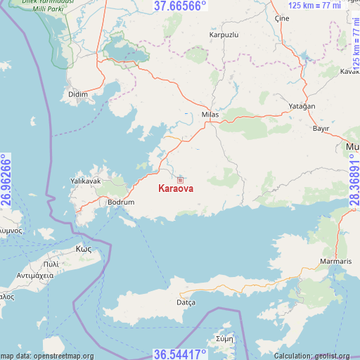 Karaova on map