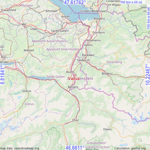 Vaduz on map