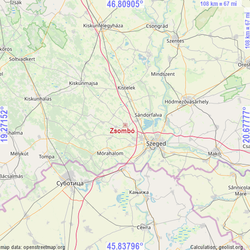 Zsombó on map