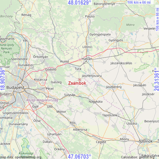 Zsámbok on map