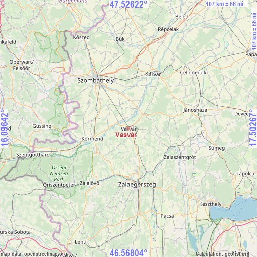 Vasvár on map