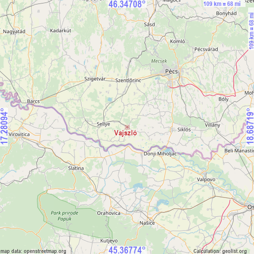 Vajszló on map