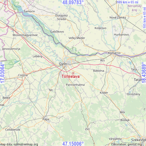 Töltéstava on map