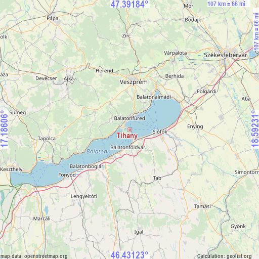 Tihany on map