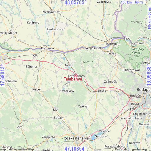 Tatabánya on map
