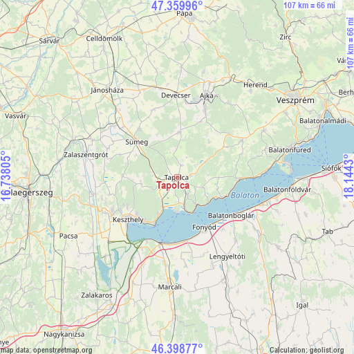 Tapolca on map