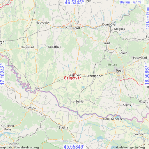 Szigetvár on map