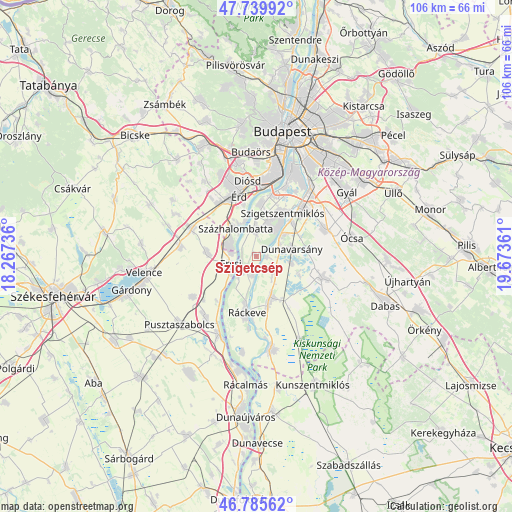 Szigetcsép on map