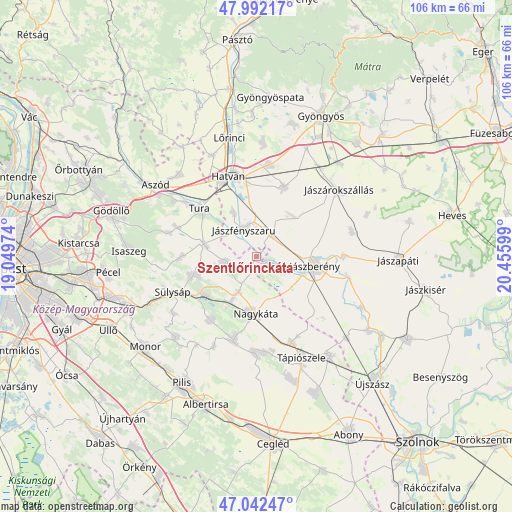 Szentlőrinckáta on map